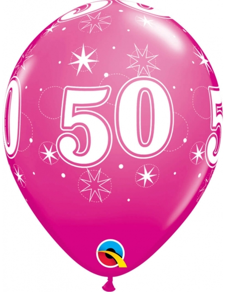 Globo Numero 50 Sparkle Redondo 28cm Fucsia