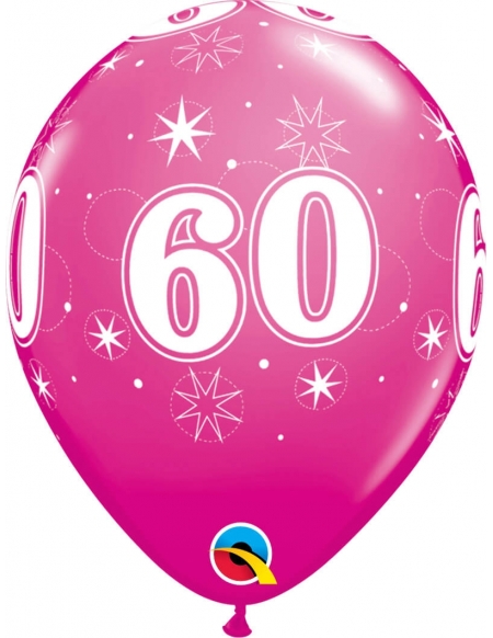 Globo Numero 60 Sparkle Redondo 28cm Fucsia