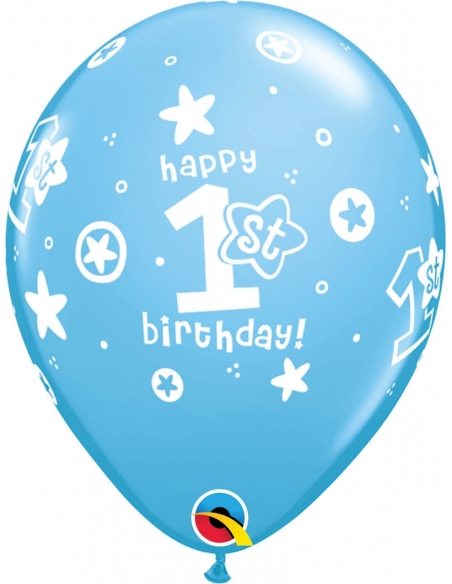 Globo 1St Bday Circle Stars-Boy Redondo 28cm Azul Baby