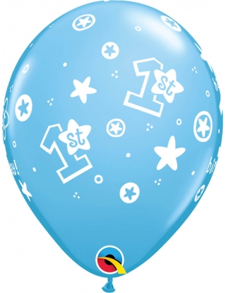 Globo 1St Bday Circle Stars-Boy Redondo 28cm Azul Baby 2