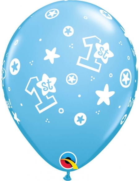 Globo 1St Bday Circle Stars-Boy Redondo 28cm Azul Baby