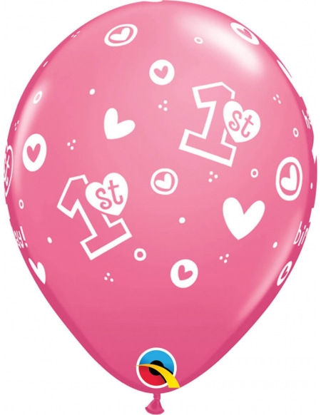 Globo 1St Bday Circle Hearts-Girl Redondo 28cm...