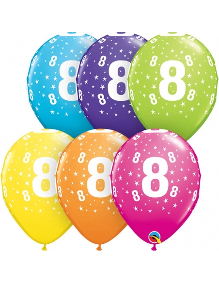 Globo Numero 8 Estrellas Redondo 28cm Surtido