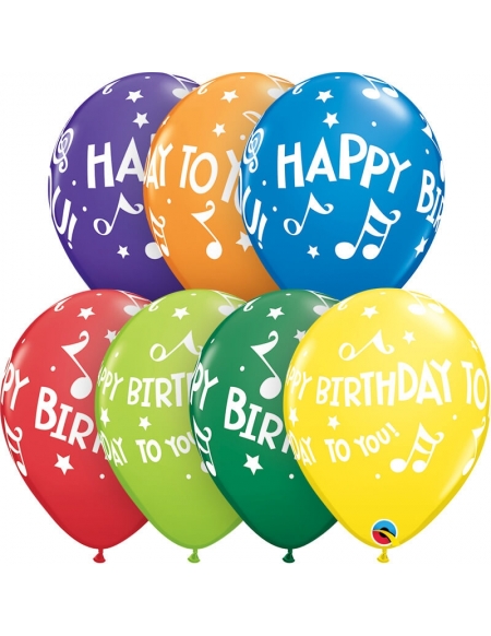 Globo Happy Bday To You Music Notes Redondo 28cm Surtido