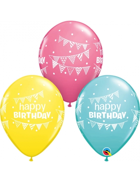 Globo Birthday Pennants and Dots Redondo 28cm Surtido