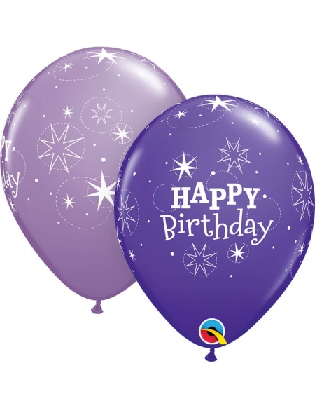 Globo Birthday Sparkle Redondo 28cm Violeta y Lila