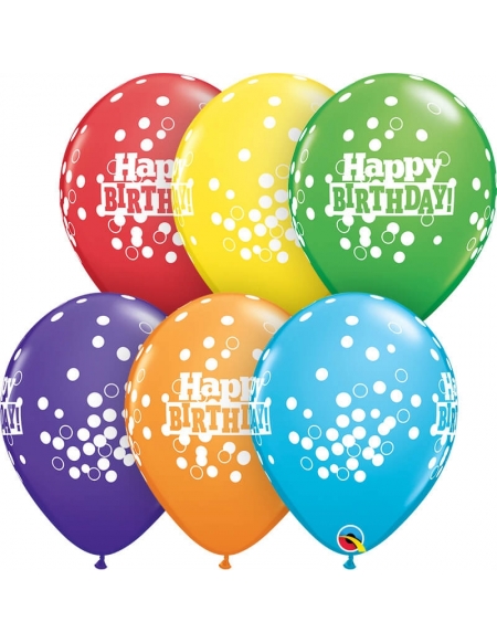 Globo Birthday Confetti Dots Redondo 28cm Surtido