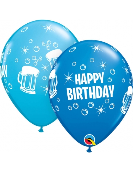 Globo Birthday Beer Redondo 28cm Azul Oscuro y Azul Robins