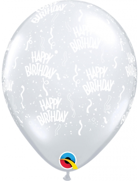 Globo Birthday Redondo 28cm Transparente