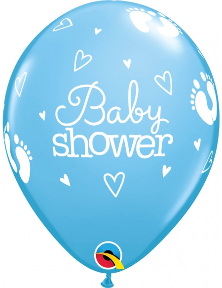 Globo Baby Shower Footprints Redondo 28cm Azul Baby