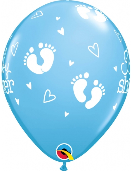 Globo Baby Shower Footprints Redondo 28cm Azul Baby