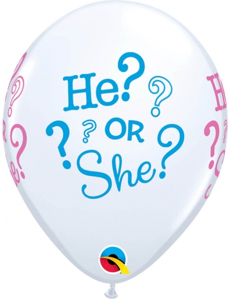 Globo He Or She Redondo 28cm Blanco