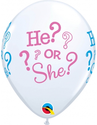 Globo He Or She Redondo 28cm Blanco 2