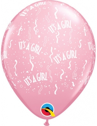 Globo Its a Girl Redondo 13cm Rosa Baby
