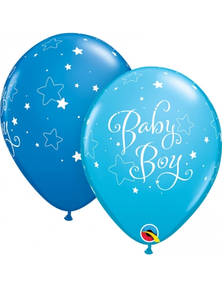 Globo Baby Boy Stars Redondo 28cm Azul Oscuro y Azul Robins