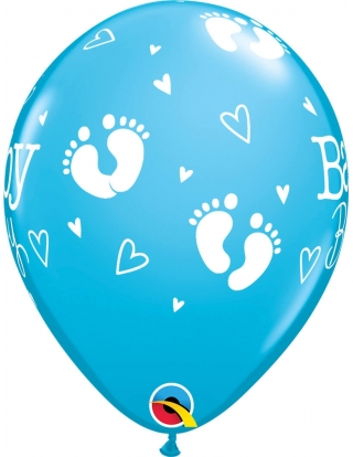 Globo Baby Boy Footprints and Hearts Redondo 28cm Azul Robins Egg 2