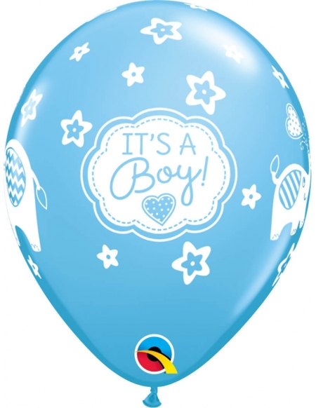 Globo Its a Boy Elephants Redondo 28cm Azul Baby