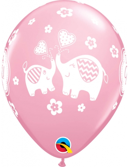 Globo Its a Girl Elephants Redondo 28cm Rosa Baby