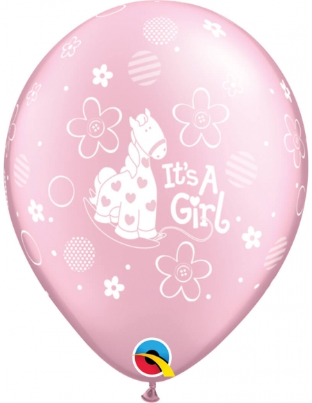 Globo Its a Girl Soft Pony Redondo 28cm Azul Metalizado