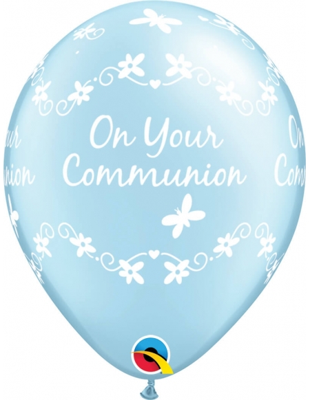 Globo Communion Butterflies Redondo 28cm Azul Metalizado