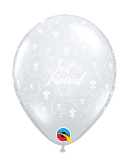 Globo Just Married Flowers Redondo 13cm Transparente