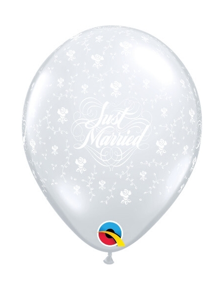 Globo Just Married Flowers Redondo 13cm Transparente