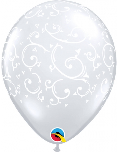 Globo Filigree and Hearts Redondo 28cm Transparente