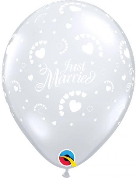 Globo Just Married Hearts Redondo 28cm Transparente