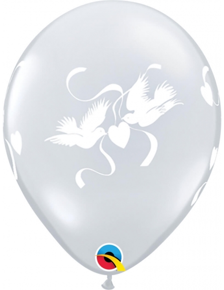 Globo Love Doves Redondo 28cm Transparente