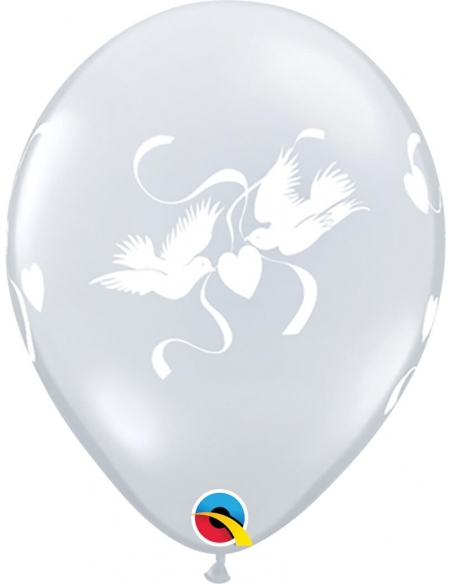Globo Love Doves Redondo 28cm Transparente