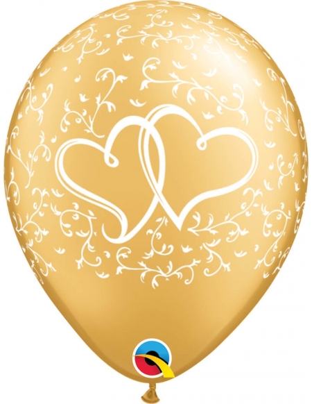 Globo Entwined Hearts Redondo 28cm Oro