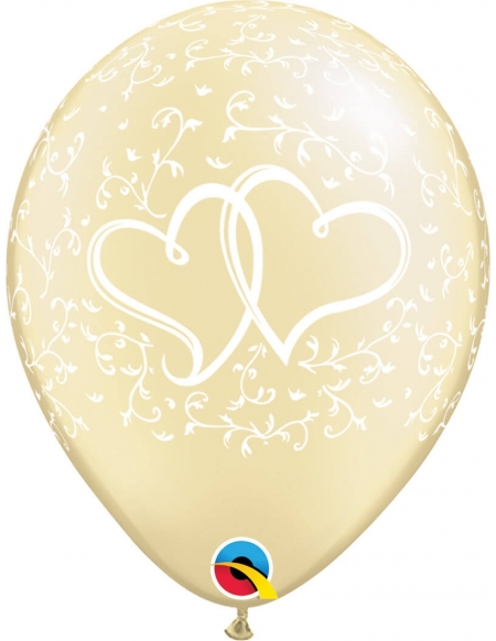 Globo Entwined Hearts Redondo 28cm Metalizado Marfil