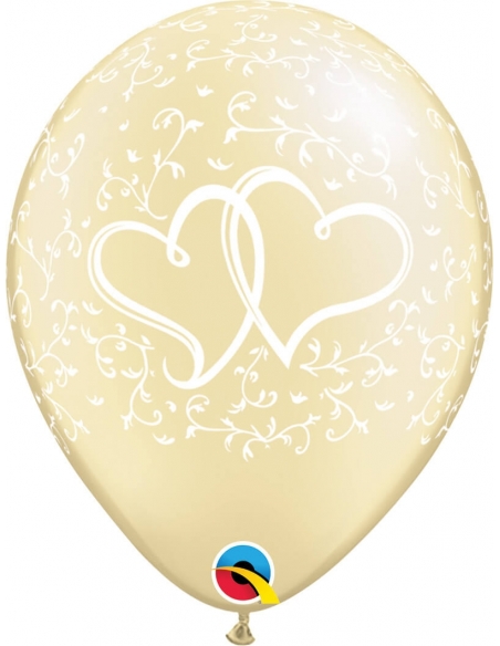 Globo Entwined Hearts Redondo 28cm Metalizado Marfil