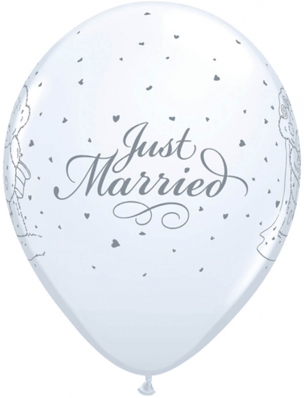 Globo Tatty Teddy Just Married Redondo 28cm Blanco