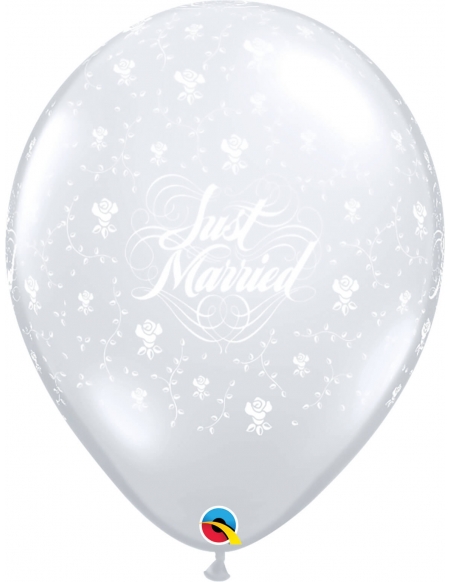 Globo Just Married Flowers Redondo 40cm Transparente