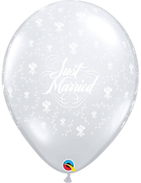 Globo Just Married Flowers Redondo 40cm Transparente