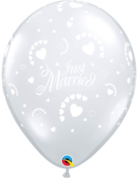 Globo Just Married Hearts Redondo 40cm Transparente