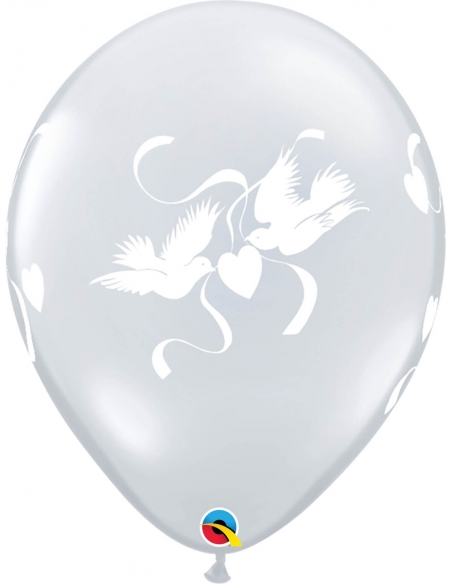 Globo Love Doves Redondo 40cm Transparente