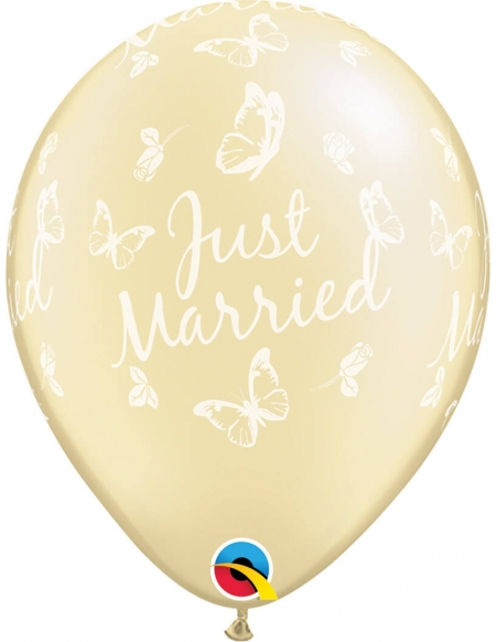 Globo Just Married Butterflies Redondo 28cm Metalizado Marfil