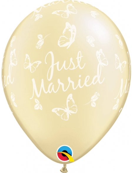Globo Just Married Butterflies Redondo 28cm Metalizado Marfil