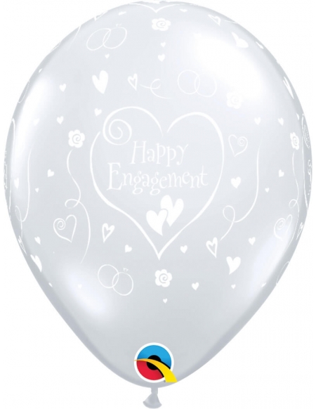 Globo Engagement Hearts Redondo 28cm Transparente