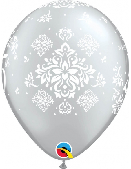 Globo 25Th Anniversary Damask Redondo 28cm Plata