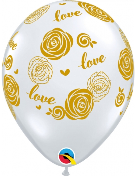 Globo Love Roses Redondo 28cm Transparente