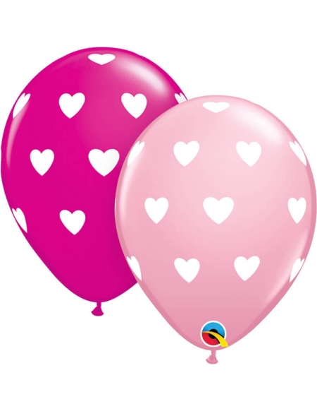 Globo Big Hearts Redondo 28cm Rosa y Fucsia