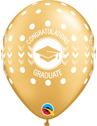 Globo Congratulations Graduate Dots Redondo 28cm Oro