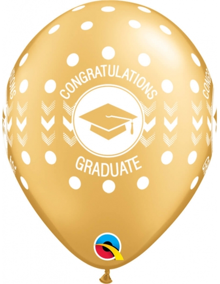 Globo Congratulations Graduate Dots Redondo 28cm Oro