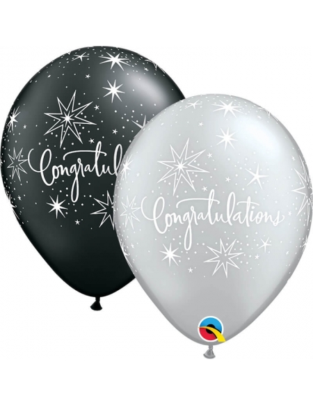 Globo Congratulations Elegant Redondo 28cm Negro y Plata