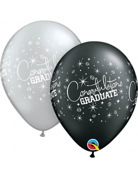 Globo Congratulations Graduate Wrap Redondo 28cm Negro y Plata