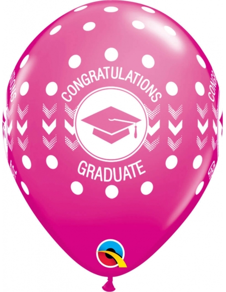 Globo Congratulations Graduate Dots Redondo 28cm Fucsia