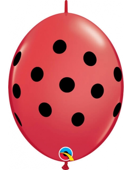 Globo Big Polka Dots Quick Link 15cm Rojo y Tinta Negra